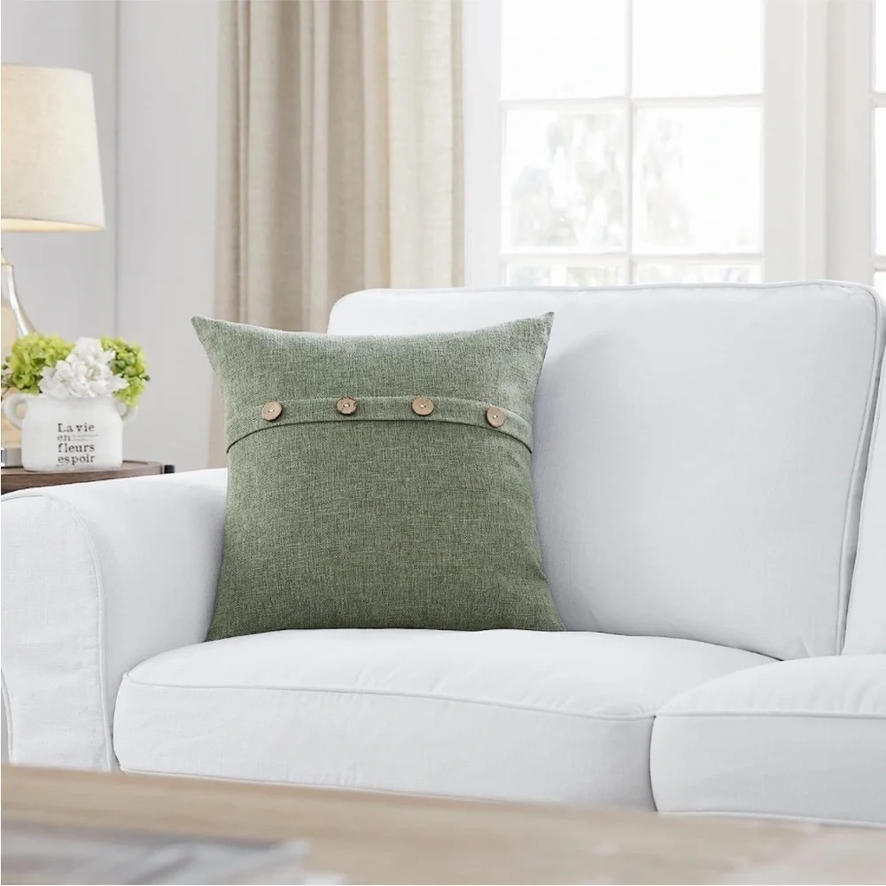 Farmhouse Mid Century Modern Bohemian Decorative Olive Green Pillow Case Cover